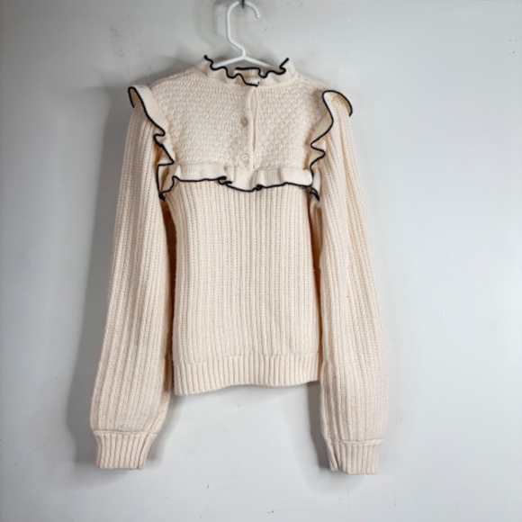 Janie and Jack Cream Ruffle Sweater 8 Bow Chunky Holiday Photos Christmas Preppy - Picture 5 of 12